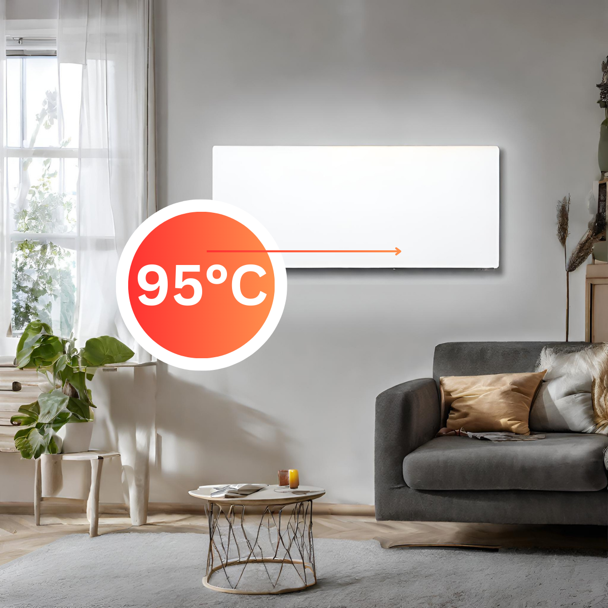 Elbo-therm Infrarotheizung mit einer Oberflächentemperatur von 95 Grad